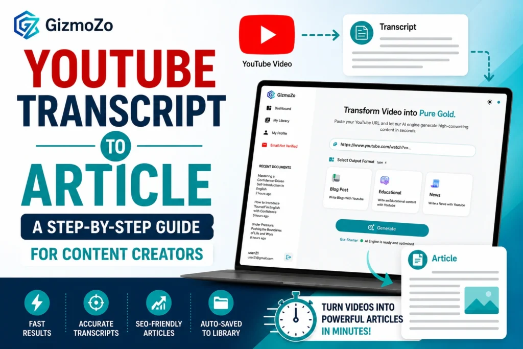 youtube transcript to article